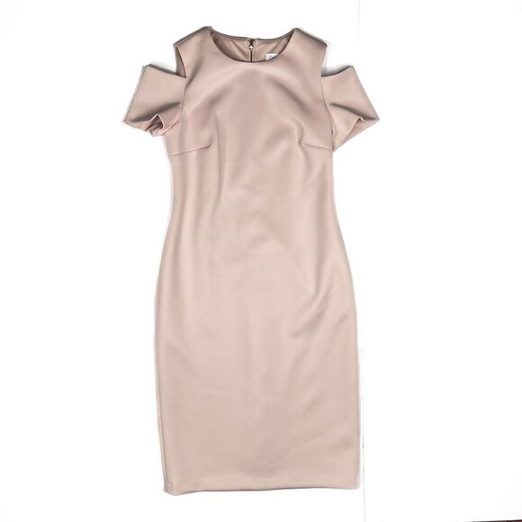 Calvin Klein Petal Pastel Blush Light Pink Cold Shoulder Sheath Dress Size 6 - Picture 4 of 7